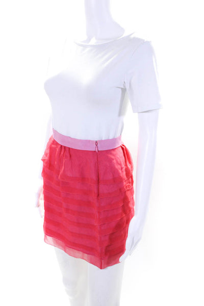 Balenciaga Womens Tiered Chiffon Mini Pencil Skirt Pink Silk Size Small