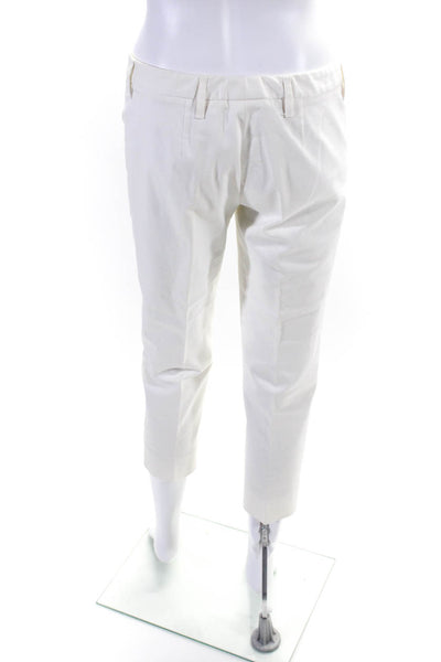 Prada Womens Solid White High Rise Straight Leg Cropped Pants Size 40