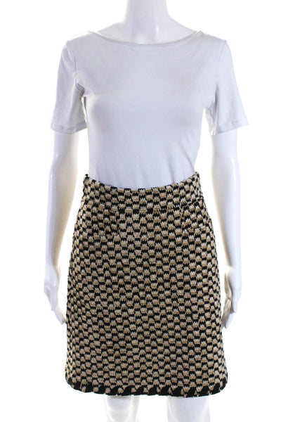 Tory Burch Womens Brown Textured Printed Zip Back Lined Pencil Skirt Size 4