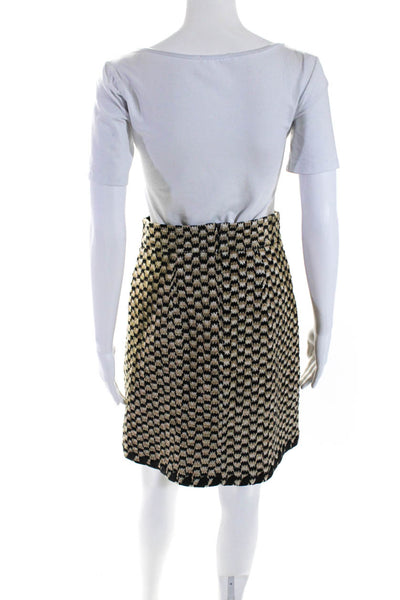 Tory Burch Womens Brown Textured Printed Zip Back Lined Pencil Skirt Size 4