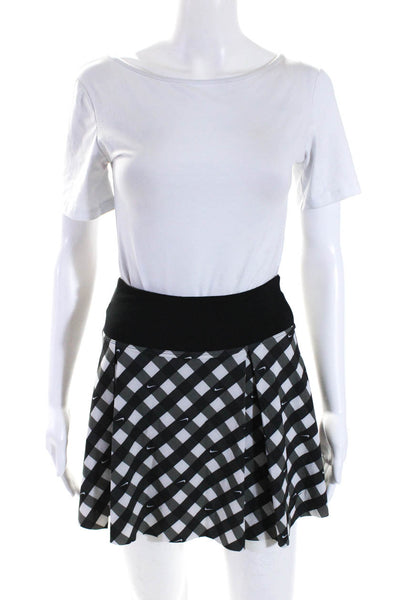 Nike Womens Elastic Waistband Gingham Logo Skort White Black Gray Size XS