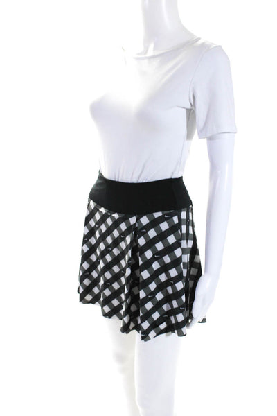 Nike Womens Elastic Waistband Gingham Logo Skort White Black Gray Size XS