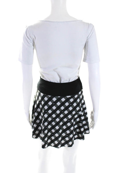 Nike Womens Elastic Waistband Gingham Logo Skort White Black Gray Size XS