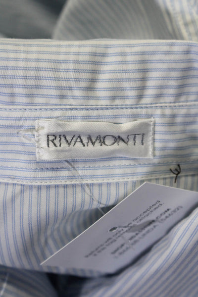 Rivamonti Womens Blue Cotton Striped Long Sleeve Button Down Blouse Top Size S