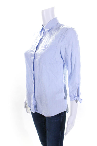 Farhi By Nicole Farhi Womens Blue Long Sleeve Button Down Blouse Top Size XS