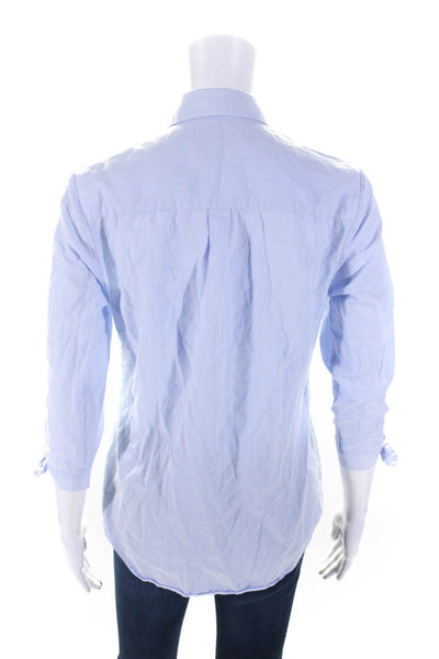 Farhi By Nicole Farhi Womens Blue Long Sleeve Button Down Blouse Top Size XS