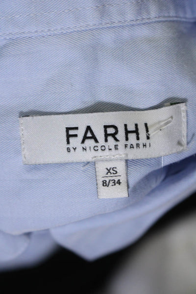 Farhi By Nicole Farhi Womens Blue Long Sleeve Button Down Blouse Top Size XS