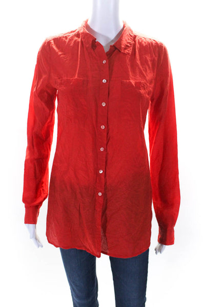 Calypso Saint Barth Womens Bright Red Long Sleeve Button Down Shirt Size XS