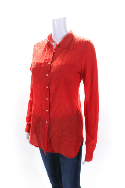 Calypso Saint Barth Womens Bright Red Long Sleeve Button Down Shirt Size XS