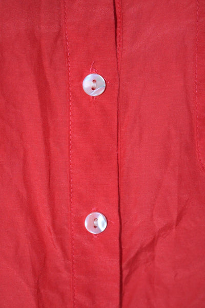 Calypso Saint Barth Womens Bright Red Long Sleeve Button Down Shirt Size XS