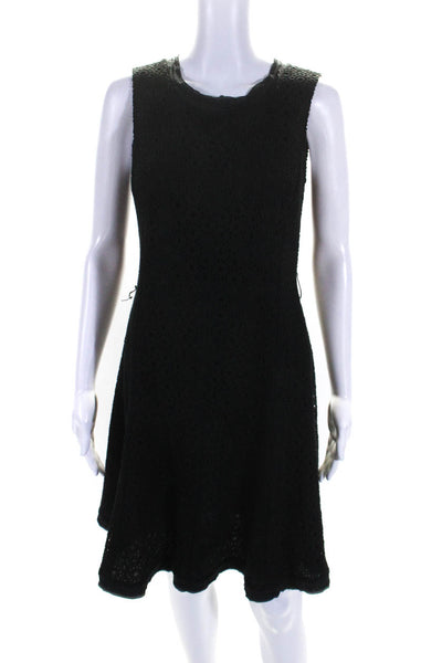 Armani Collezioni Womens Black Eyelet Crew Neck Sleeveless Shift Dress Size 6