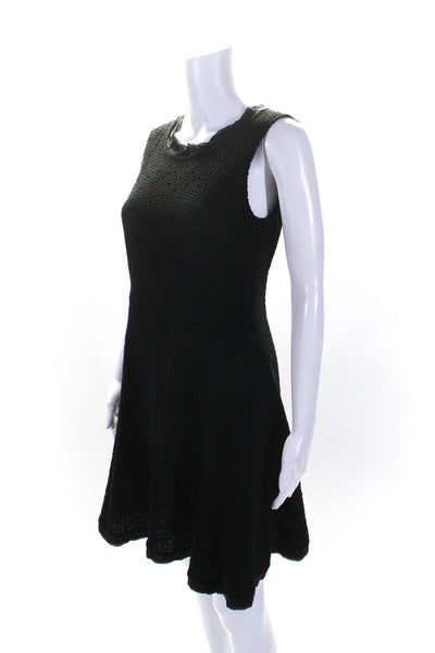 Armani Collezioni Womens Black Eyelet Crew Neck Sleeveless Shift Dress Size 6