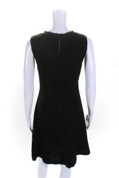 Armani Collezioni Womens Black Eyelet Crew Neck Sleeveless Shift Dress Size 6