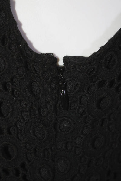 Armani Collezioni Womens Black Eyelet Crew Neck Sleeveless Shift Dress Size 6