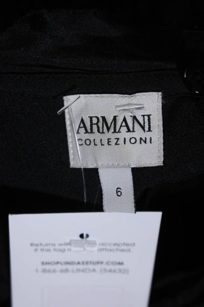 Armani Collezioni Womens Black Eyelet Crew Neck Sleeveless Shift Dress Size 6