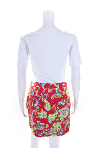 Polo Golf Ralph Lauren Womens Cotton Floral Print Zipped Short Skirt Red Size 2