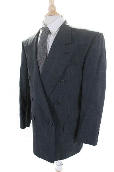 Hart Schaffner Marx Mens Striped Print Button-Up Collared Blazer Gray Size EUR46