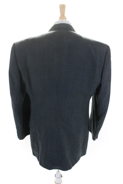 Hart Schaffner Marx Mens Striped Print Button-Up Collared Blazer Gray Size EUR46