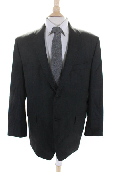 DKNY Mens Wool Textured Darted Collared Buttoned Blazer Jacket Gray Size EUR43