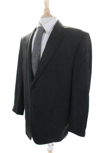 DKNY Mens Wool Textured Darted Collared Buttoned Blazer Jacket Gray Size EUR43