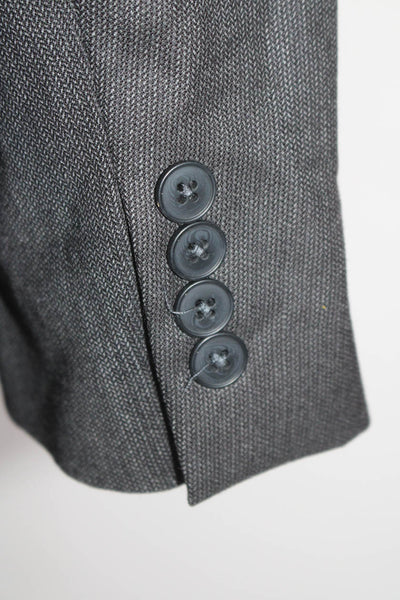 DKNY Mens Wool Textured Darted Collared Buttoned Blazer Jacket Gray Size EUR43