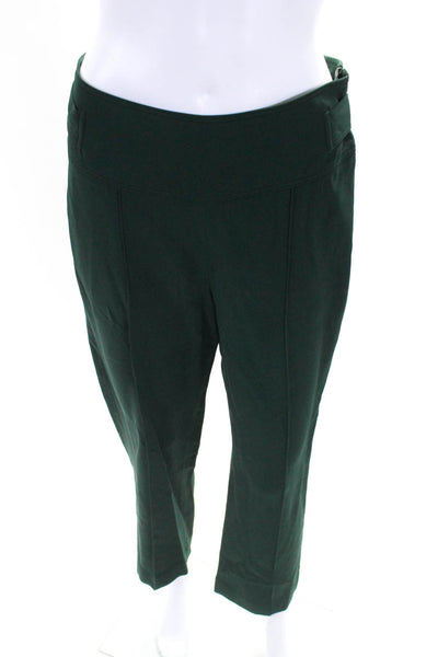 Sportmax Womens High Rise Adjustable Waist Pleated Straight Leg Trousers Green S