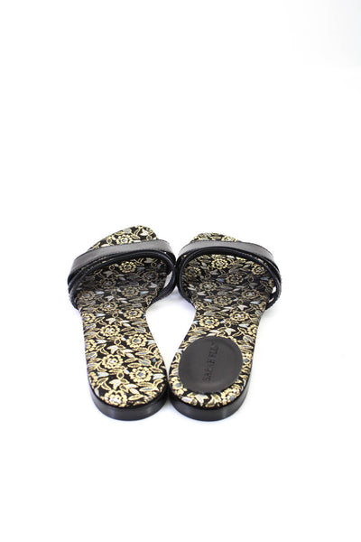 Sarah Flint Womens Leather Jacquard Floral Print Slides Sandals Black Size 7.5