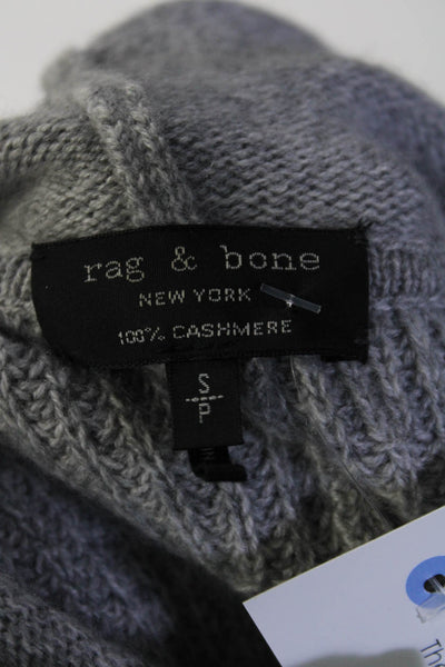 Rag & Bone Womens Cashmere Knit Long Sleeve Hooded Sweater Top Light Gray Size S