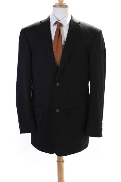 Paul Fredrick Mens Two Button Blazer Sports Jacket Black Wool Size 41 Long