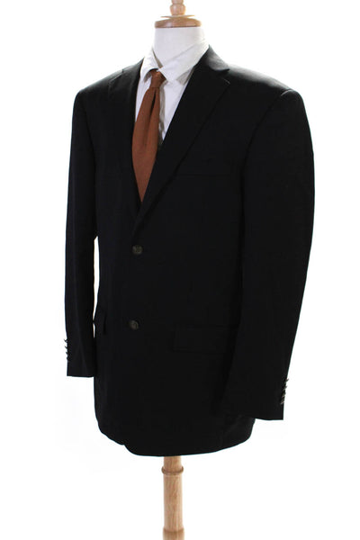 Paul Fredrick Mens Two Button Blazer Sports Jacket Black Wool Size 41 Long