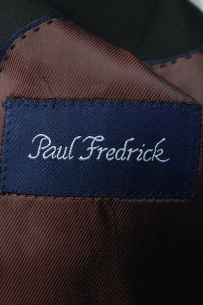 Paul Fredrick Mens Two Button Blazer Sports Jacket Black Wool Size 41 Long