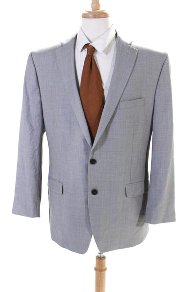 Calvin Klein Mens Two Button Blazer Jacket Light Gray Wool Size 46 Regular