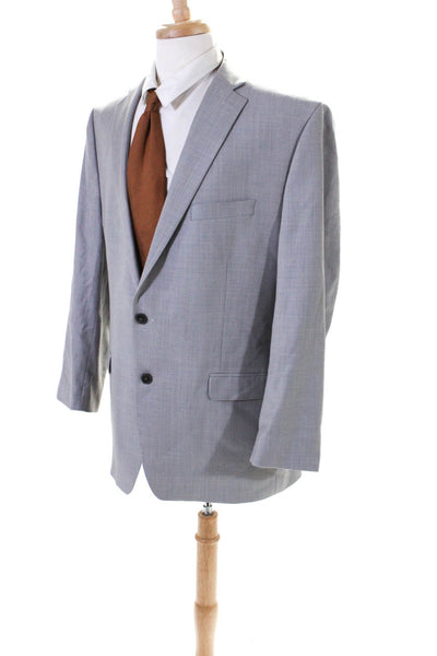 Calvin Klein Mens Two Button Blazer Jacket Light Gray Wool Size 46 Regular