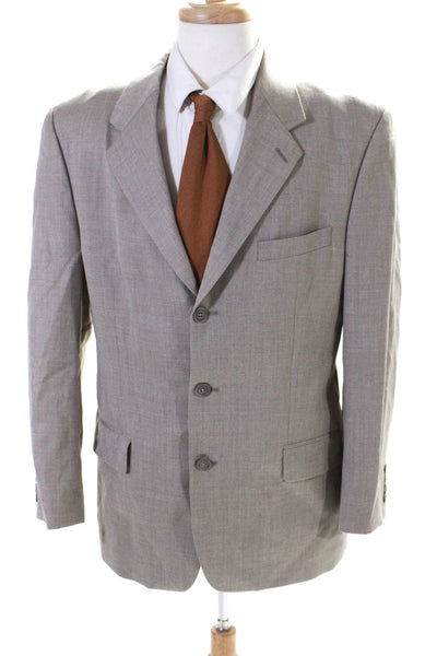 Kasper Mens Three Button Blazer Jacket Light Nude Beige Wool Size 40 Regular