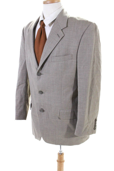 Kasper Mens Three Button Blazer Jacket Light Nude Beige Wool Size 40 Regular