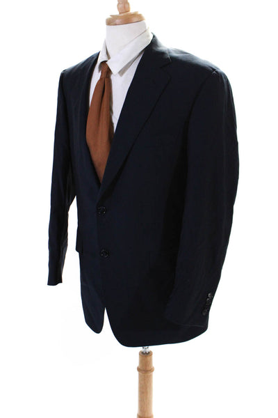 Samuelsohn Mens Two Button Blazer Jacket Navy Blue Wool Size 41 Regular