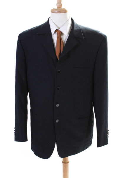 Versace Mens Four Button Blazer Suit Jacket Midnight Blue Size EUR 54