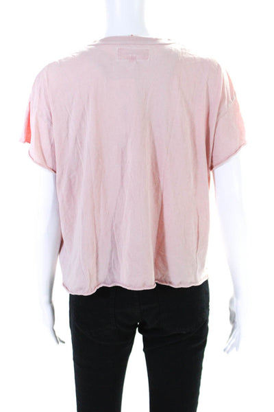 The Great Womens Cotton Round Neck Short Sleeve Pullover T-Shirt Top Pink Size 1