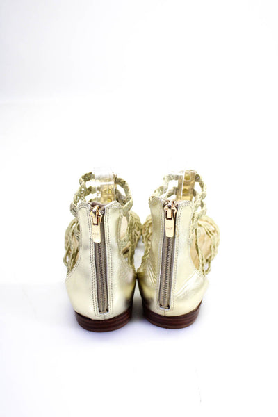 Marc Fisher Womens Metallic Braided Strapped Zipped Open Sandals Gold Size 7.5