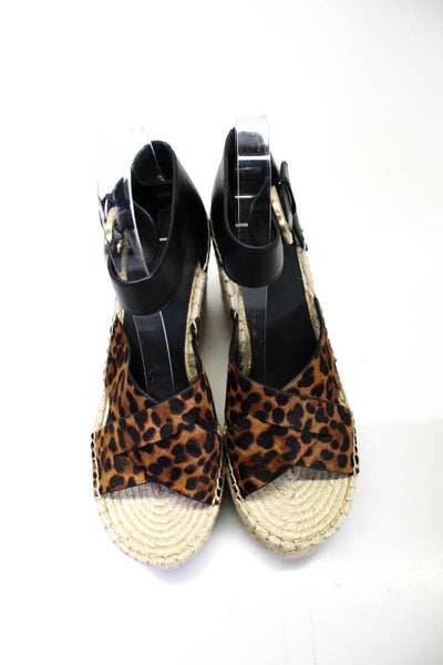 MARC FISHER LTD Womens Espadrille Animal Print Wedge Heels Black Size 8.5