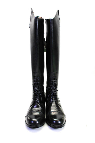 Dublin Womens Leather Cap Toe Lace-Up Tied Zipped Knee High Boots Black Size 11