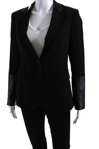 Rag & Bone Womens Patchwork Darted Buttoned Long Sleeve Blazer Black Size 6