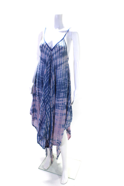 Roberta Roller Rabbit Womens Cotton Tie Dye V-Neck Tank Dress Blue Size OS