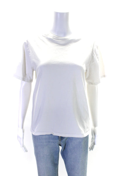 Reformation Womens Cotton Round Neck Short Sleeve Pullover Top White Size S