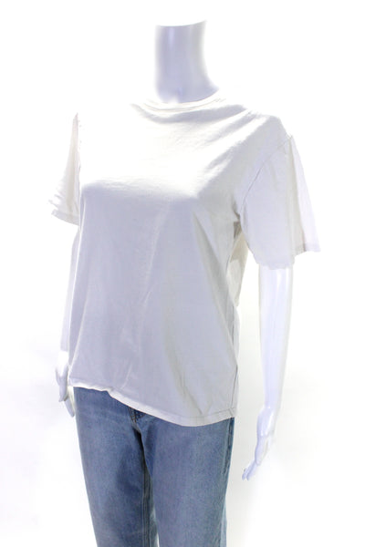 Reformation Womens Cotton Round Neck Short Sleeve Pullover Top White Size S