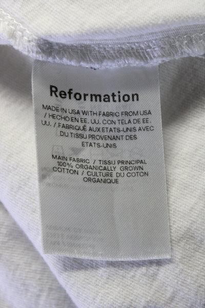 Reformation Womens Cotton Round Neck Short Sleeve Pullover Top White Size S