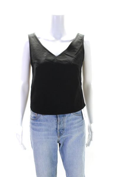 Akris Punto Women's V-Neck Sleeveless Zip Back Blouse Black Size 10