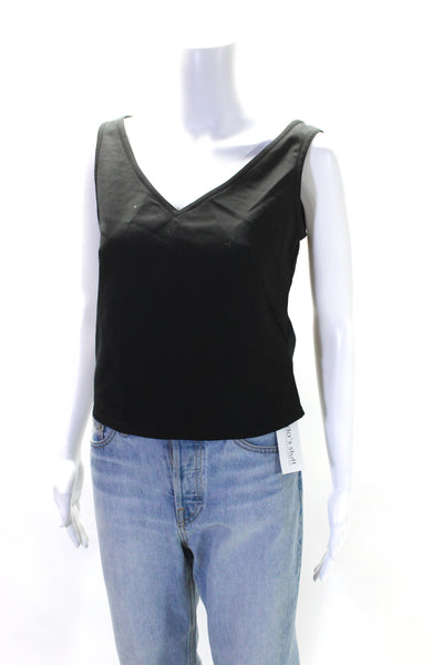 Akris Punto Women's V-Neck Sleeveless Zip Back Blouse Black Size 10