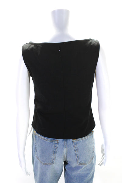 Akris Punto Women's V-Neck Sleeveless Zip Back Blouse Black Size 10