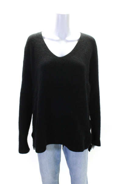 Vince Women's Round Neck Long Sleeves Cashmere Pullover Sweater  Black Size M